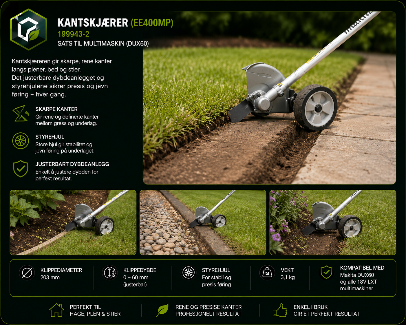 Makita kantskjærertilats (ee400mp) til dux60