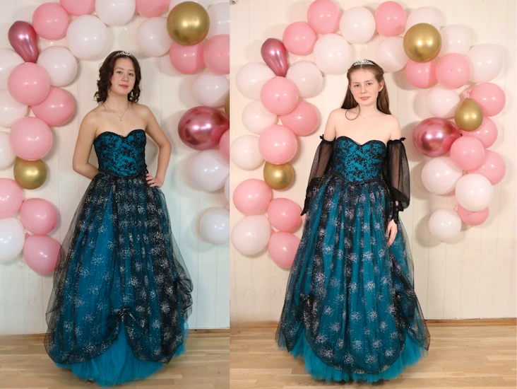 Ballkjole i justerbar størrelse