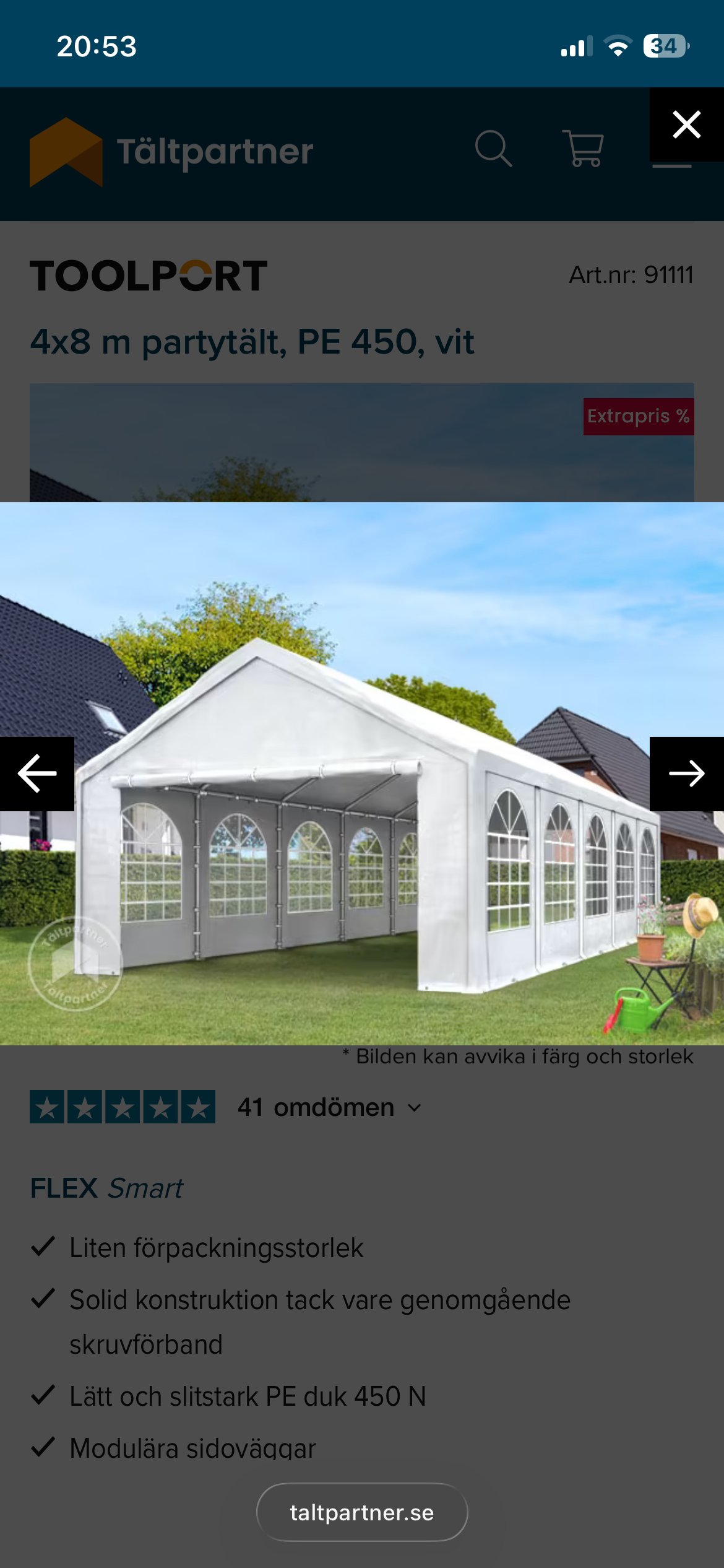 Premium partytält 4x8