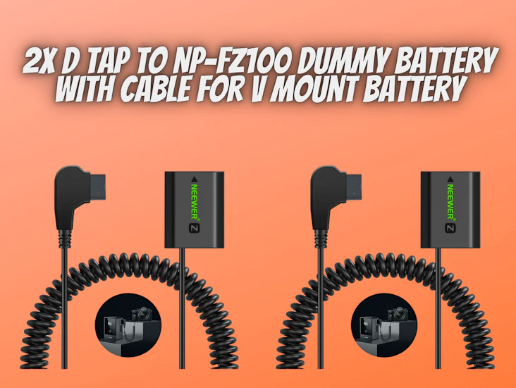 2x d tap to np-fz100 dummy battery with cable for v mount battery