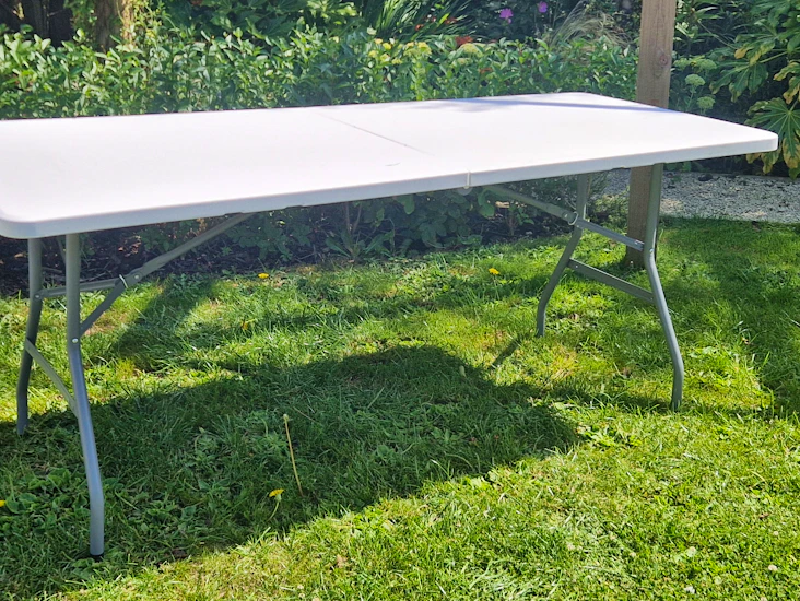 White folding tables x2