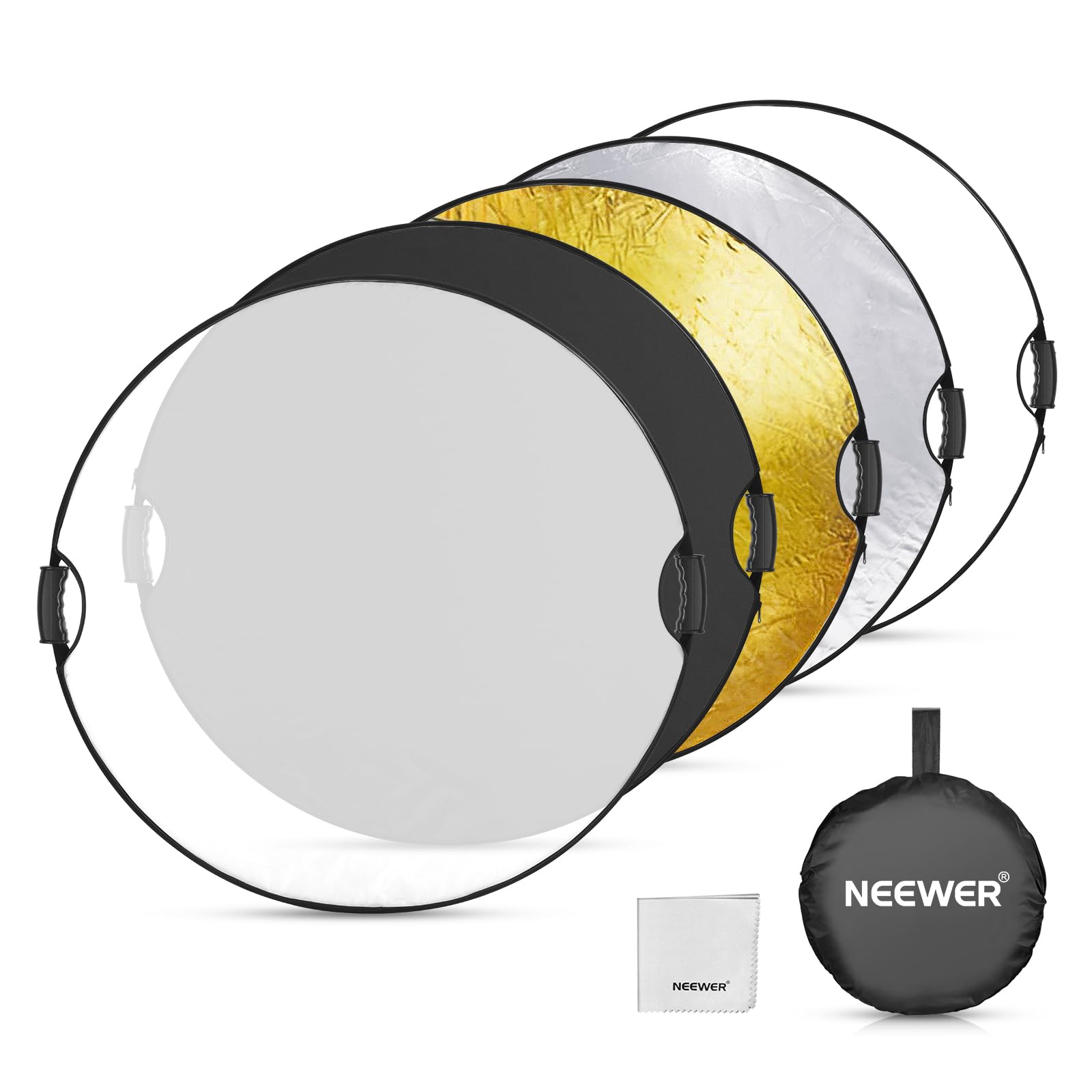  neewer 32"/80cm 5-in-1 light reflector with clamp & hand grips