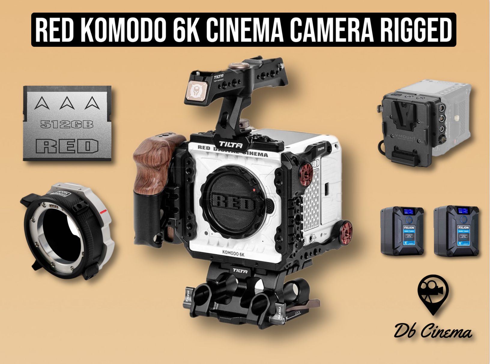 Red komodo 6k cinema camera set rigged up