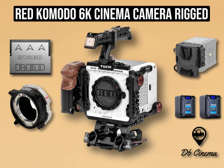 Red komodo 6k cinema camera set rigged up