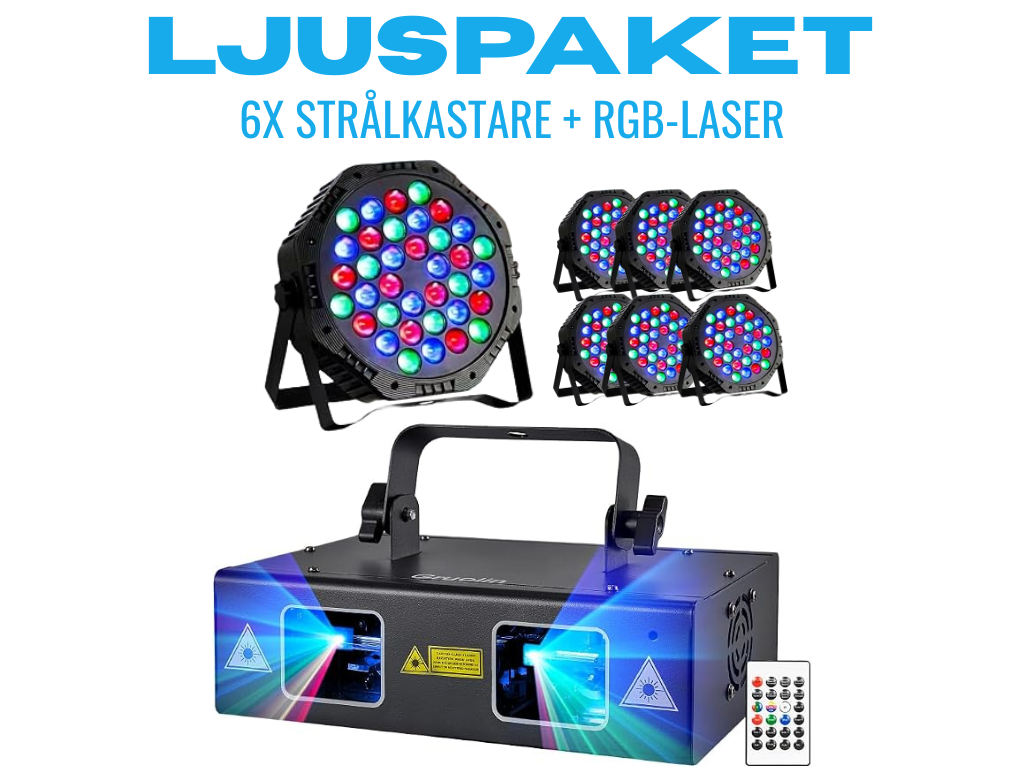 Smidigt ljuspaket med 6 separata strålkastare & appstyrd rgb-laser