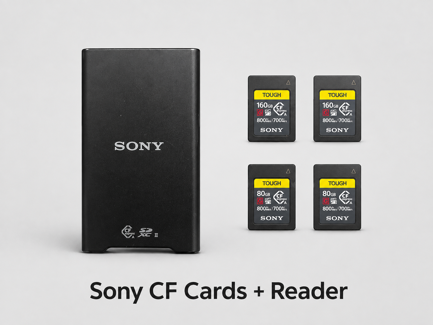Cf express a / sd reader and 180, 80 gb cf express a cards