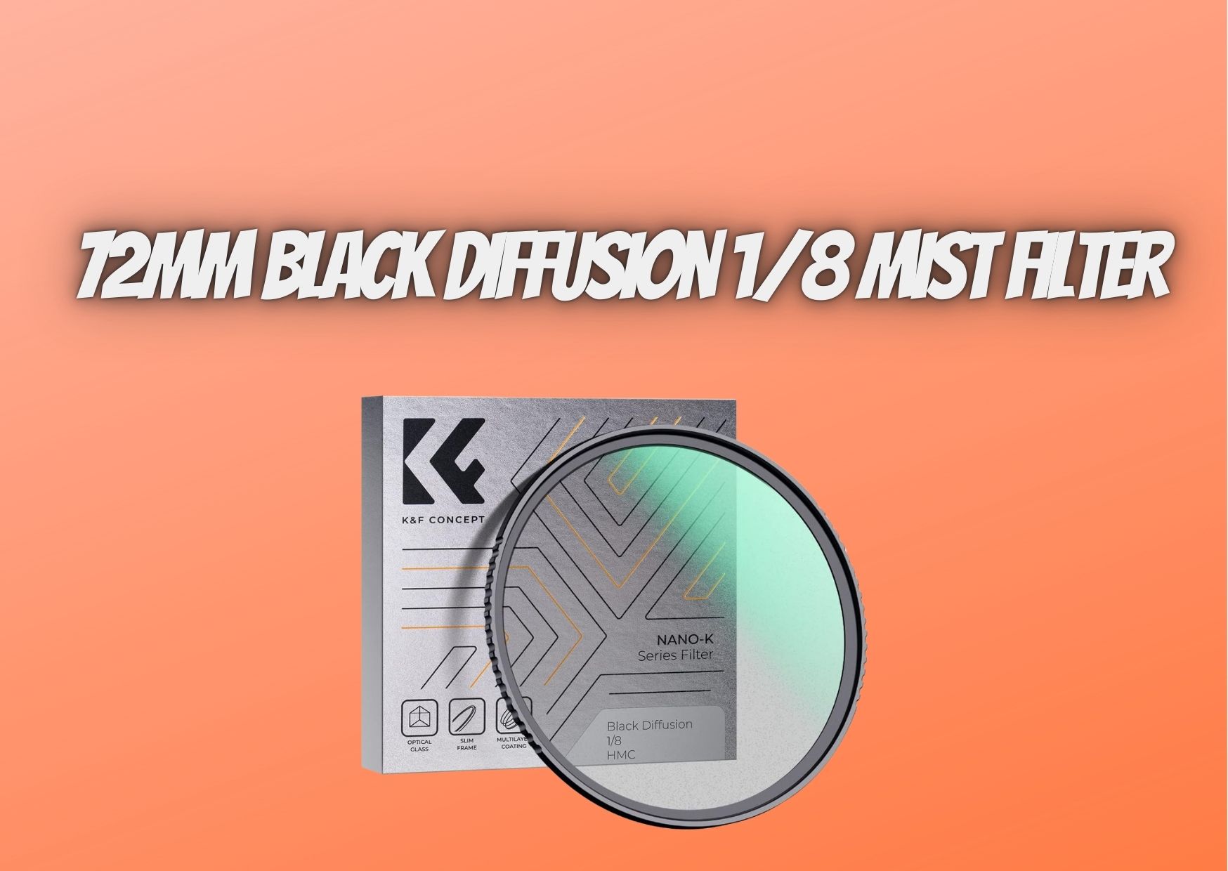 72mm black diffusion 1/8 filter mist soft glow diffuser lens filters