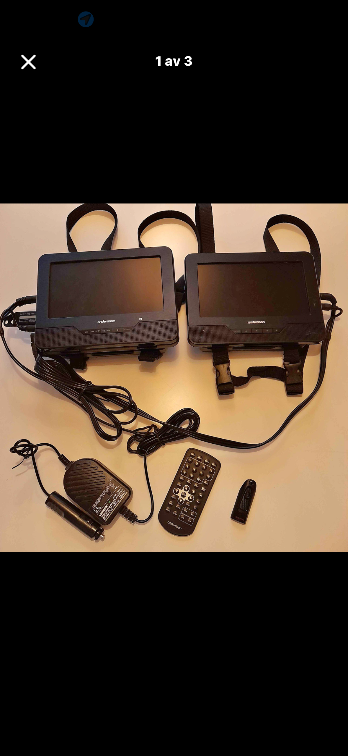 Dvd-spelare till bil – dubbla 7” skärmar + 50 filmer