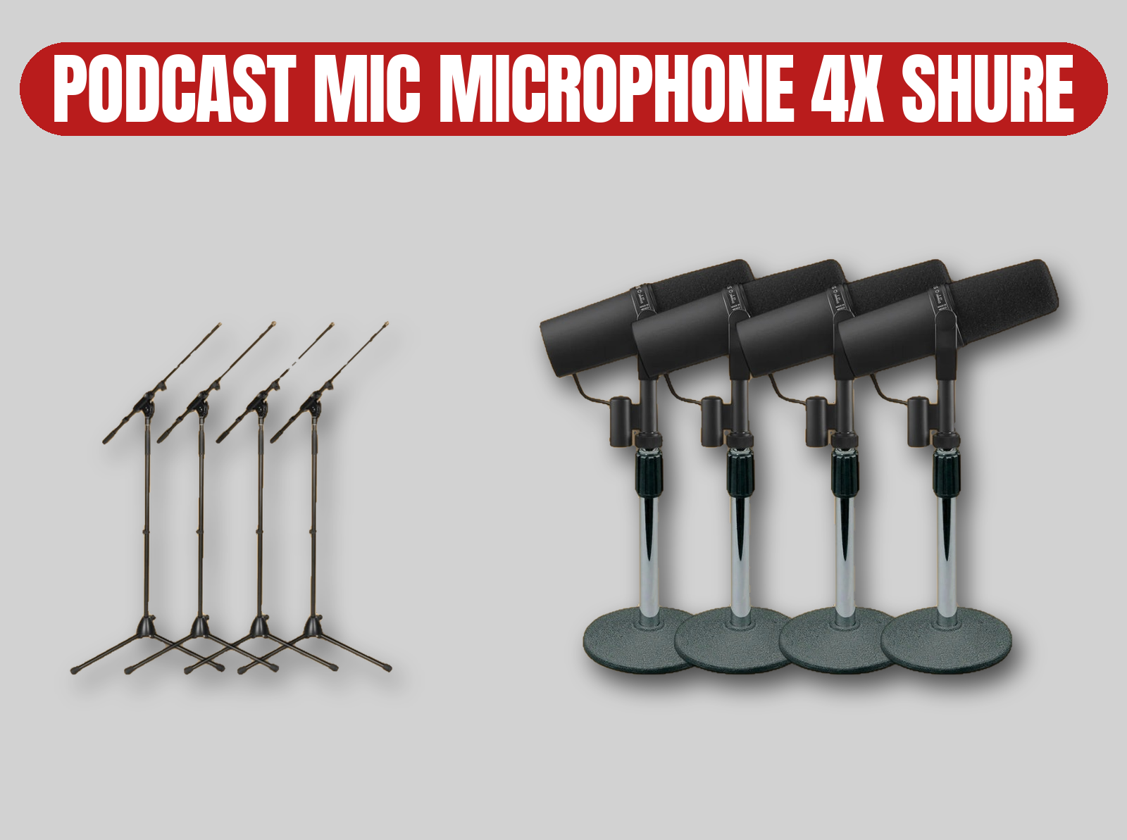 Shure sm7b microphone kit (4x) | podcast / interview / broadcast / xlr setup / stands