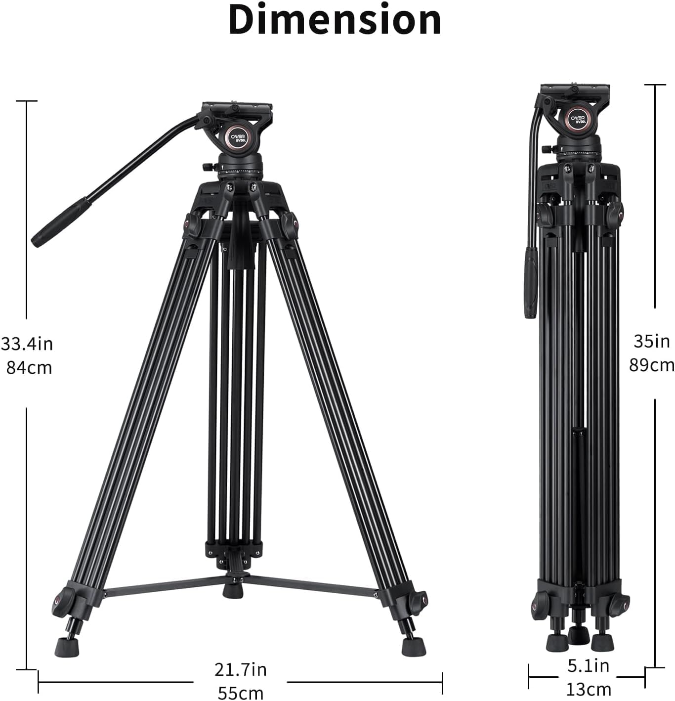 Cayer video tripod, professional heavy duty tripod with 360° fluid drag