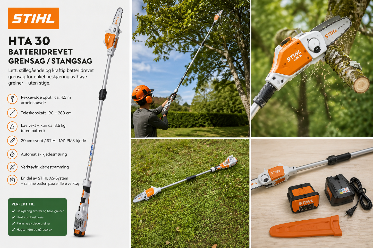 Stihl
grensag lang batteri 22 v hta 30