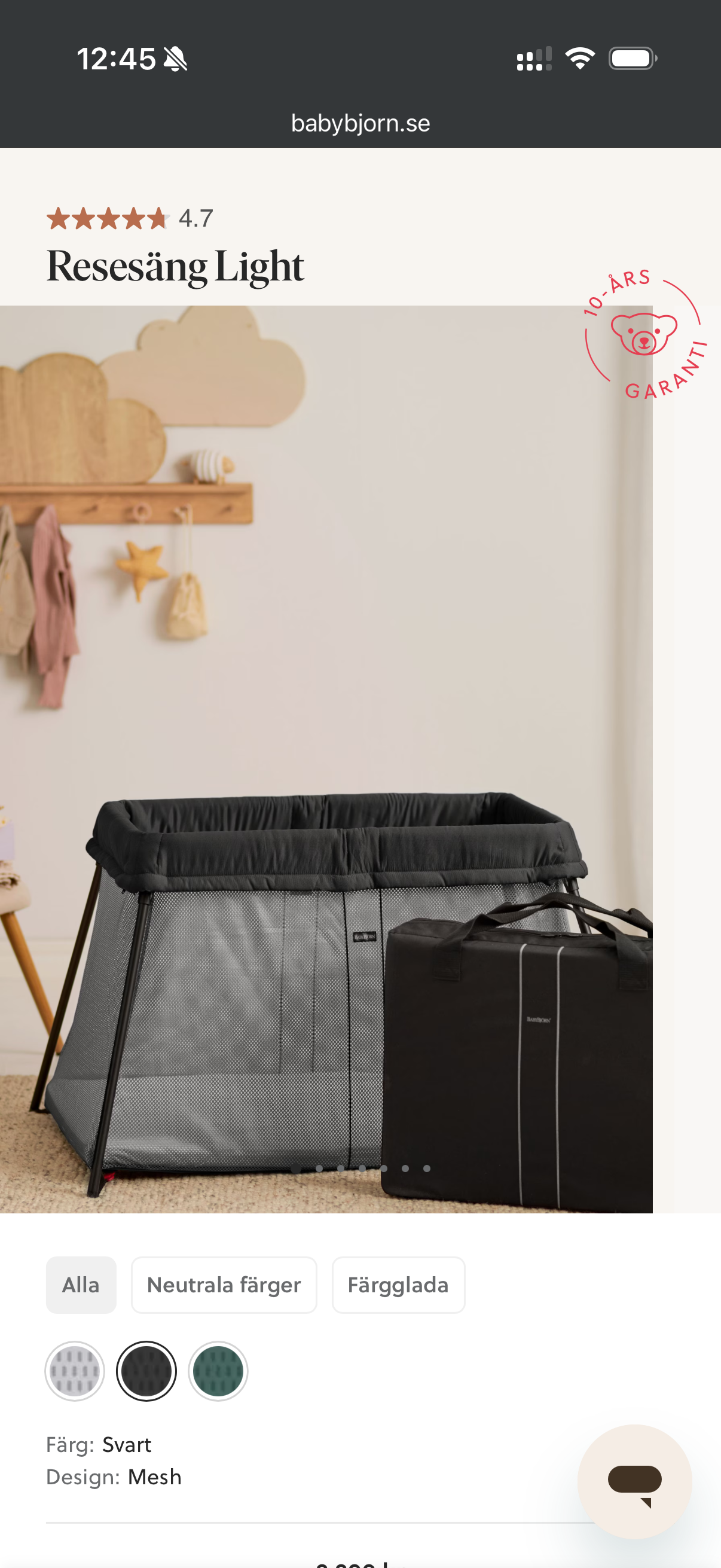 Resesäng babybjörn 