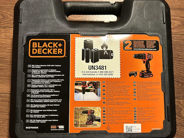 Black+decker hammer drill + 50-piece set