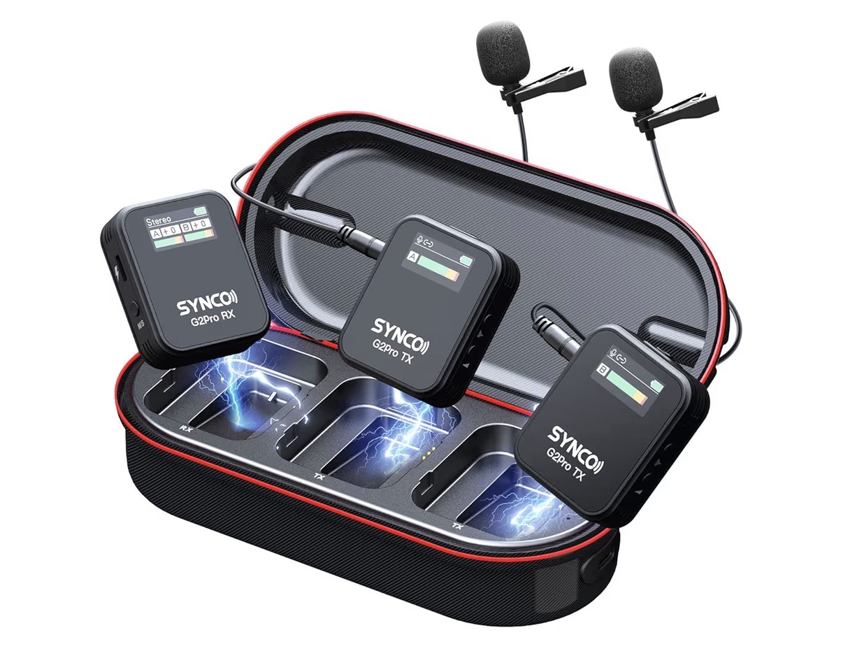 Synco g2a2 mega wireless lavalier microphone, dual channel lapel mic with