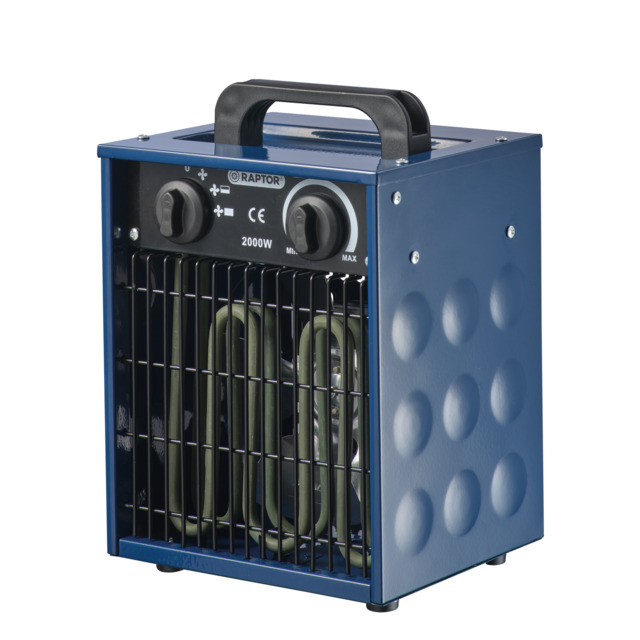 Hyr värmefläkt 2kw raptor svart – perfekt för garage, renovering eller tillfällig värme | termostat & 3 lägen