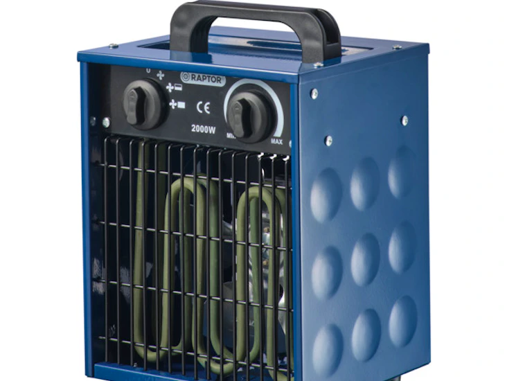 Hyr värmefläkt 2kw raptor svart – perfekt för garage, renovering eller tillfällig värme | termostat & 3 lägen