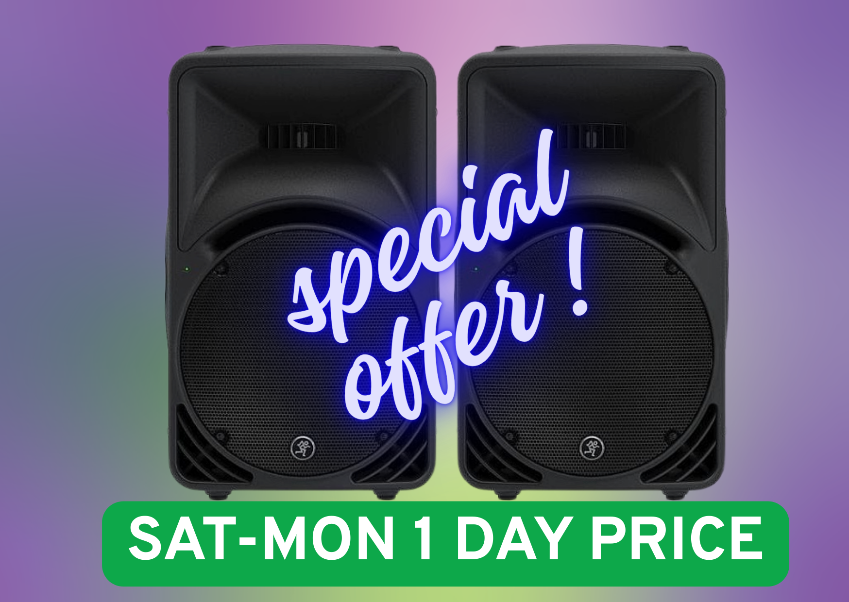 2x speakers + tripod + xlr wire - mackie 450  pa system cheap speakers special offer