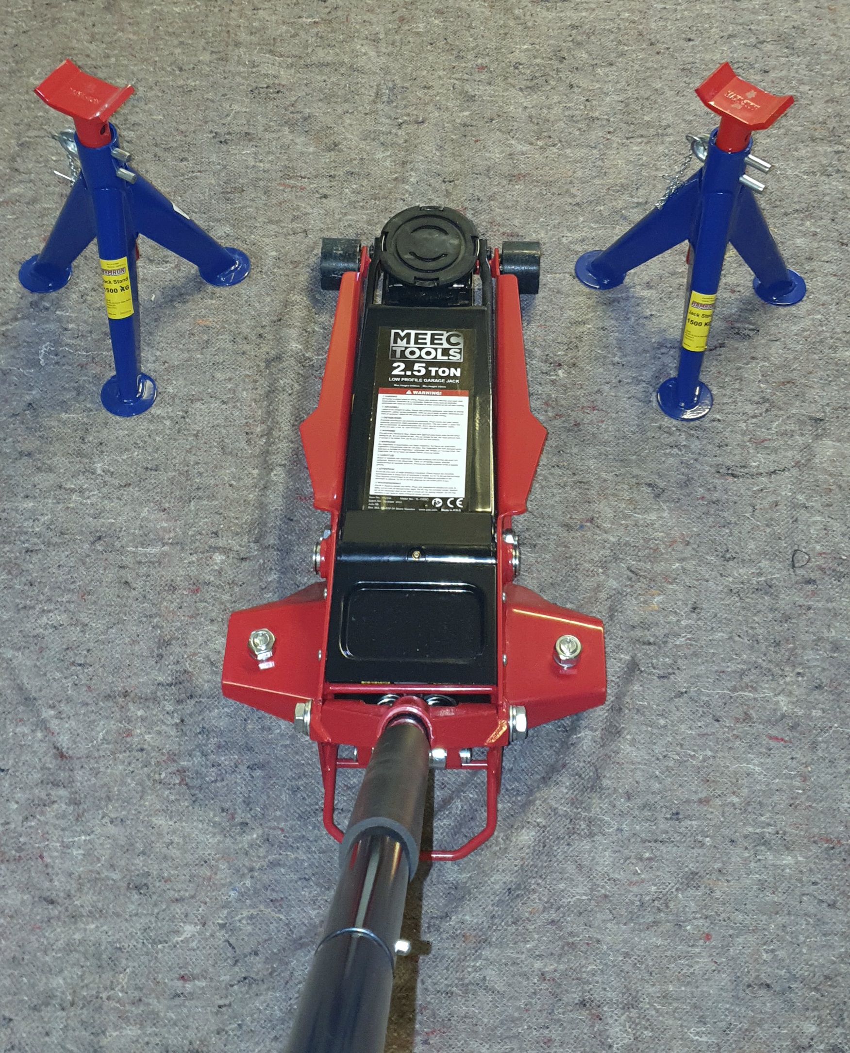 Lågprofil domkraft 2,5t + 2 pallbockar