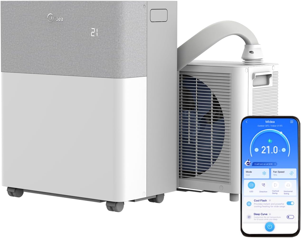 Midea 4-in-1 portasplit air conditioner with heat pump, 12000 btu, only 39db
