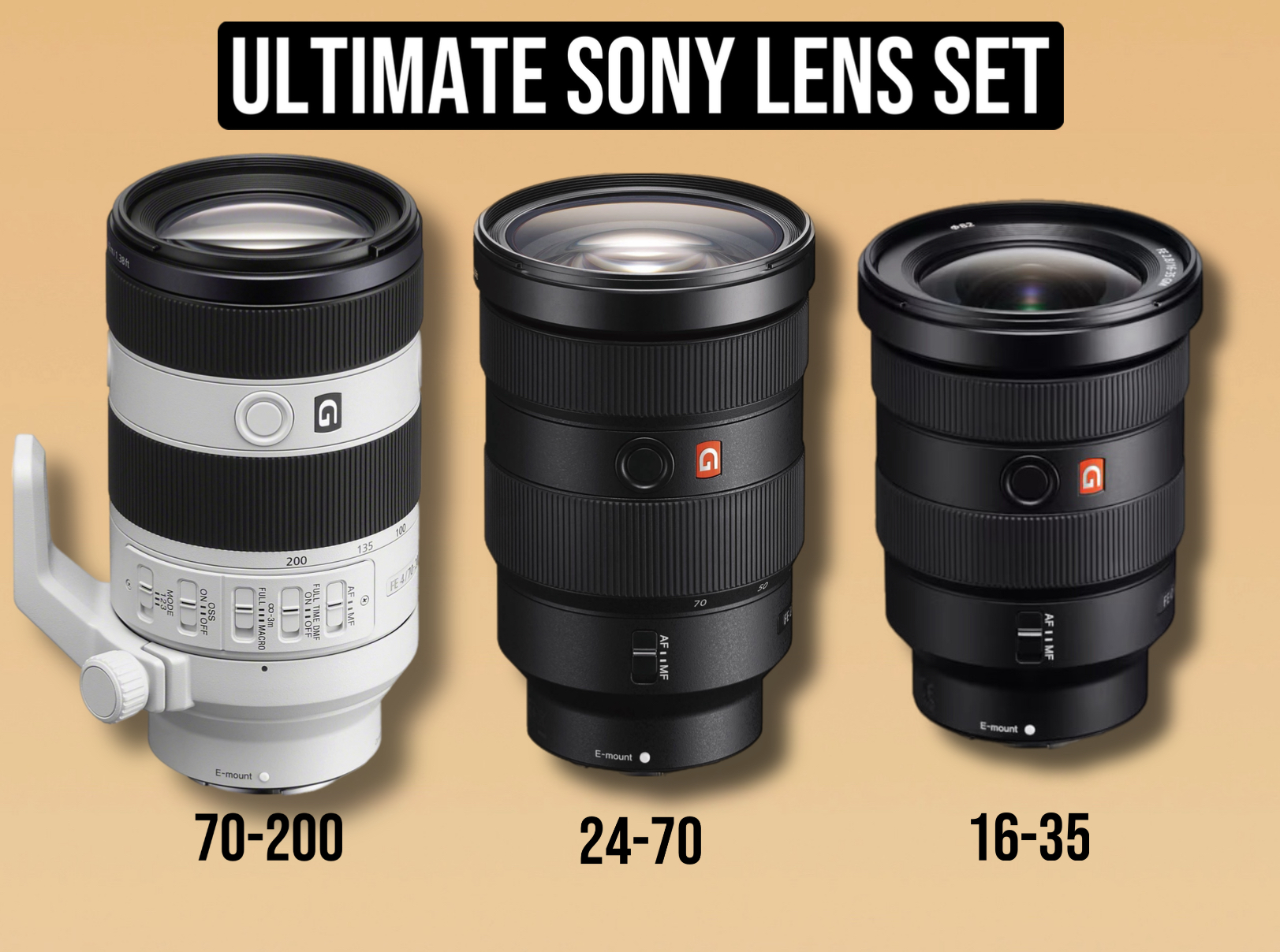 Sony ultimate lens set g master 16-35,24-70, 70-200mm