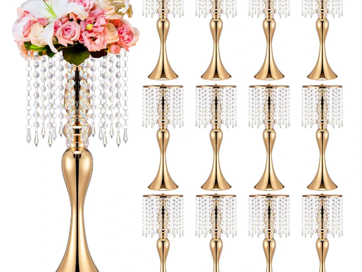 Centerpieces - crystal flower stand gold floral vases
