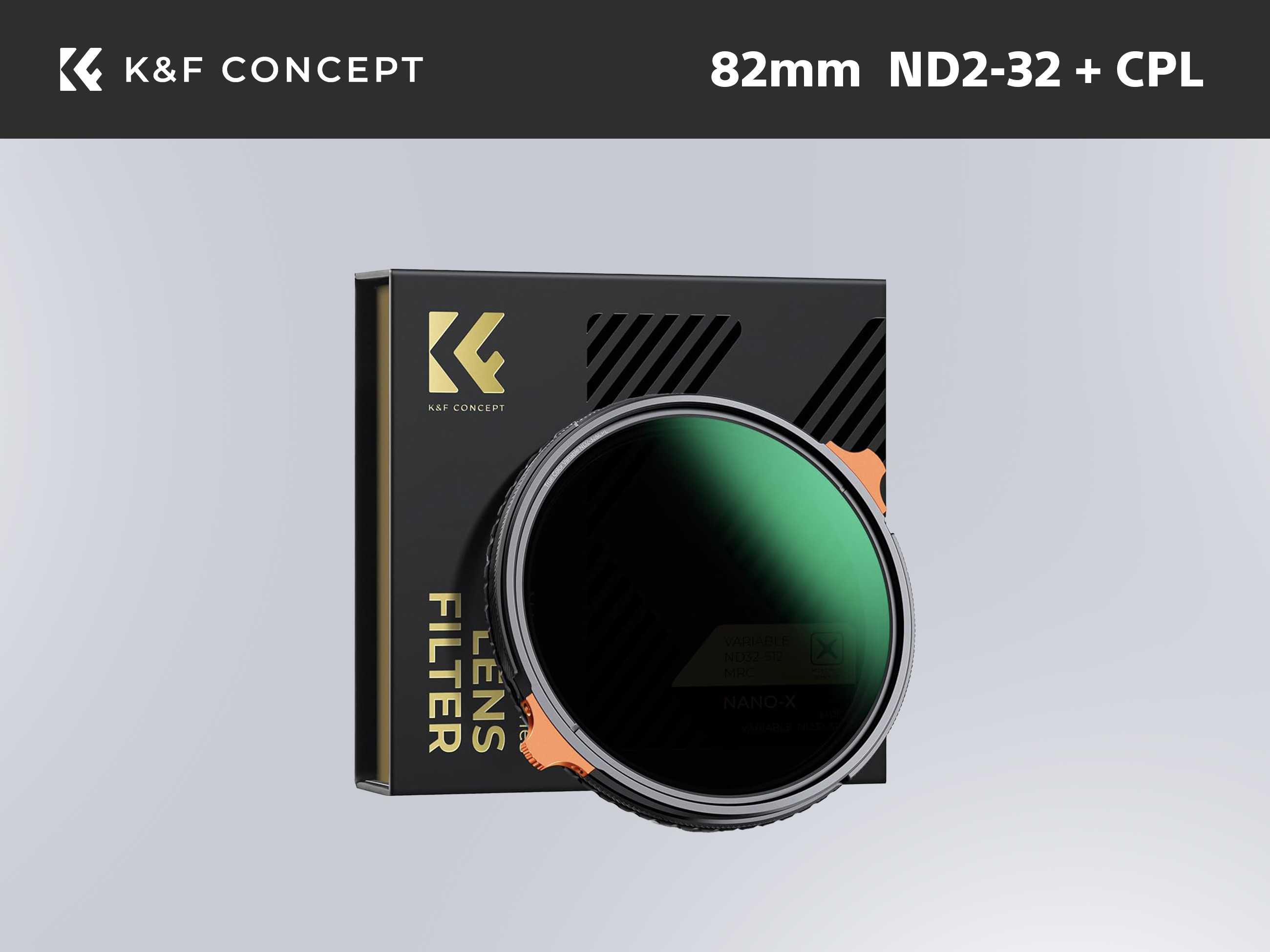 K&f concept 82mm variable nd2-32 nd filter and cpl circular polarizing lens filter (nano-x series)
