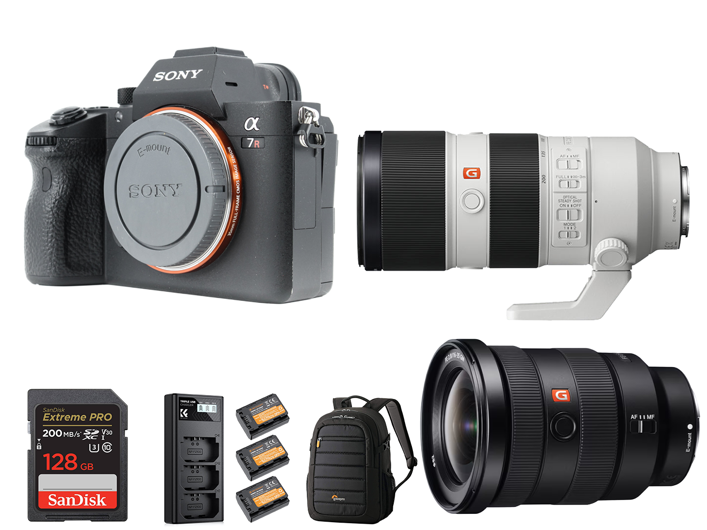 Sony a7r iii + 16–35mm & 70–200mm f/2.8 gm dual lens kit