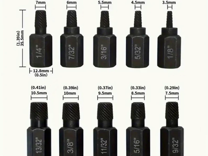 10st hexagonala skruv- och bulturdragare