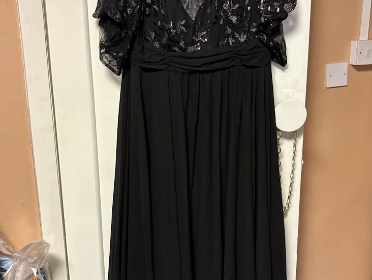 Black sequin ball gown