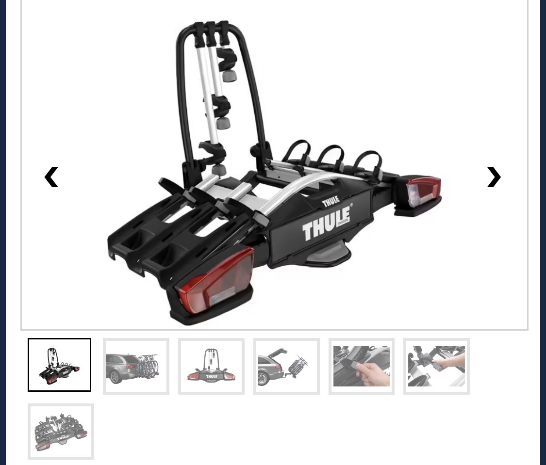 Til leie! thule velocompact 927 sykkelstativ for hengerfeste 3 sykler