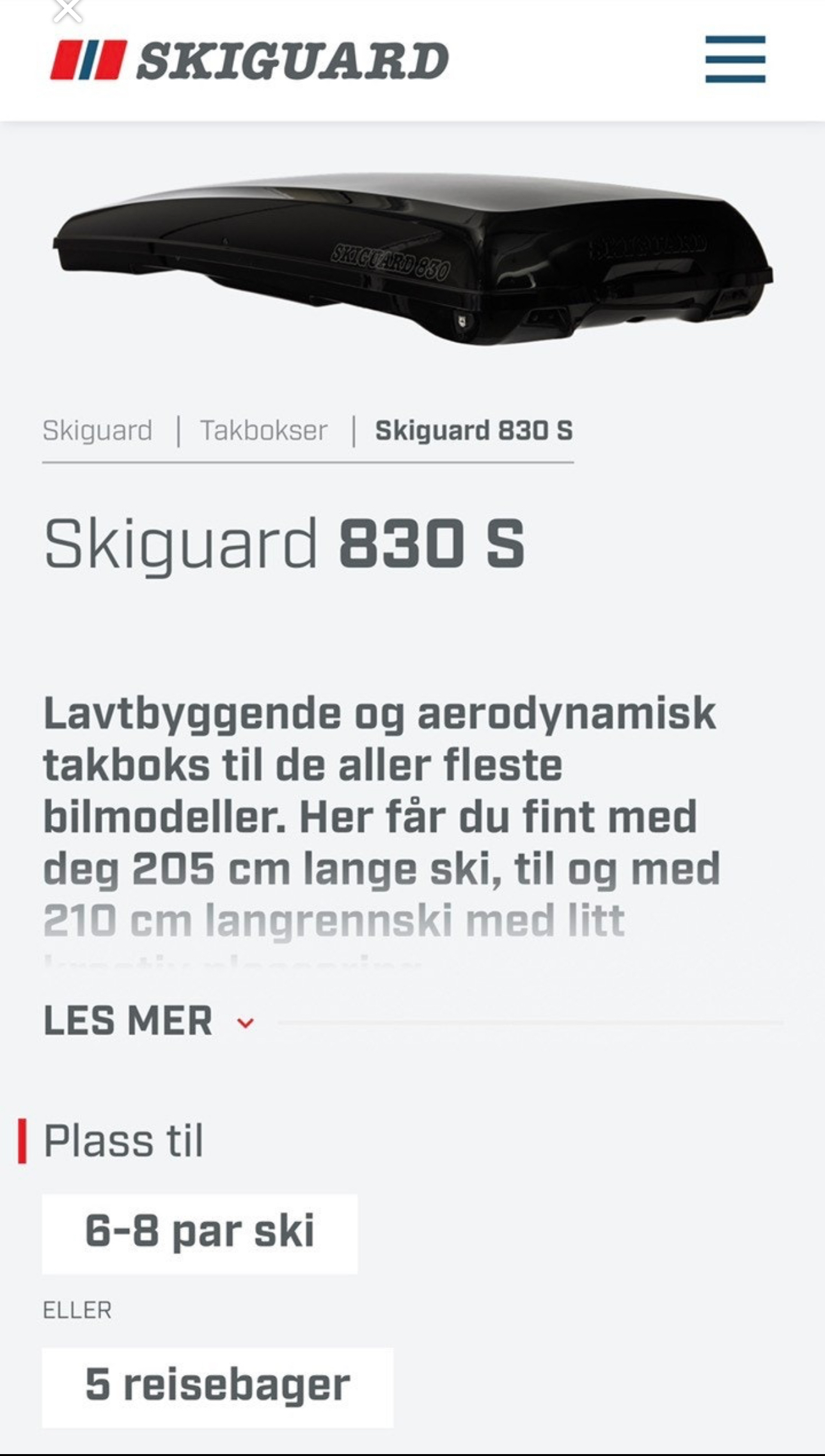 Takboks skiguard 830 s