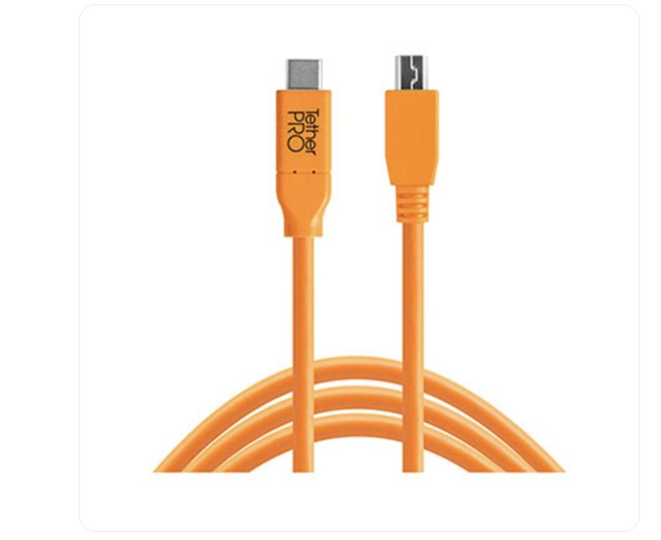 Tethertools tetherpro usb-c to 2.0 mini-b 8-pin 15ft (4.6m) orange