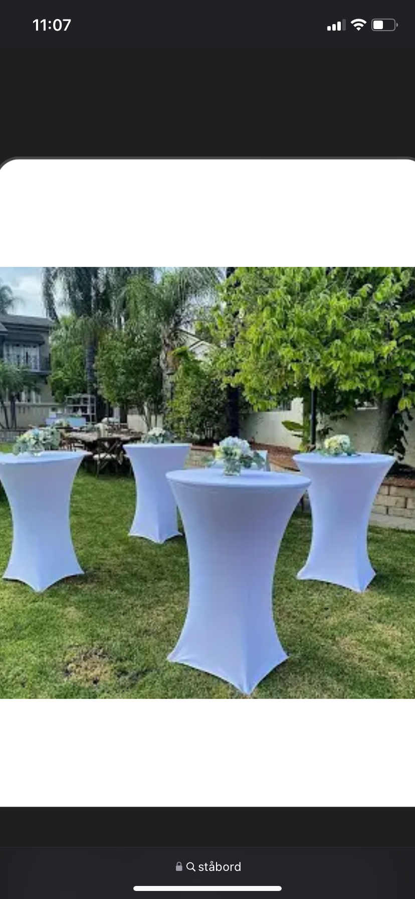 5st ståbord  80cm med vit  strumpa, 100kr/bord/dag