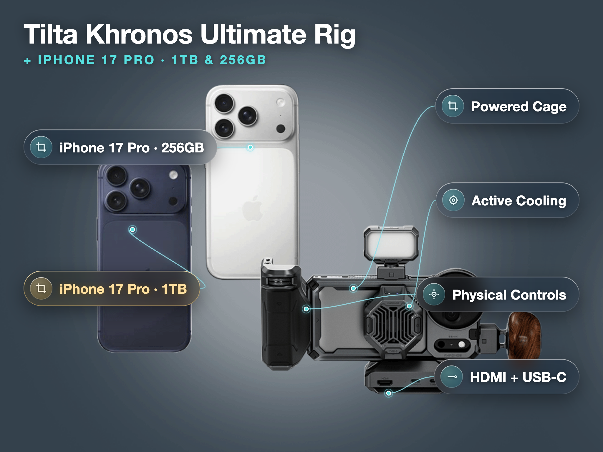 Iphones 17 pro  1tb  &  256gb & one tilta khronos ultimate rig 