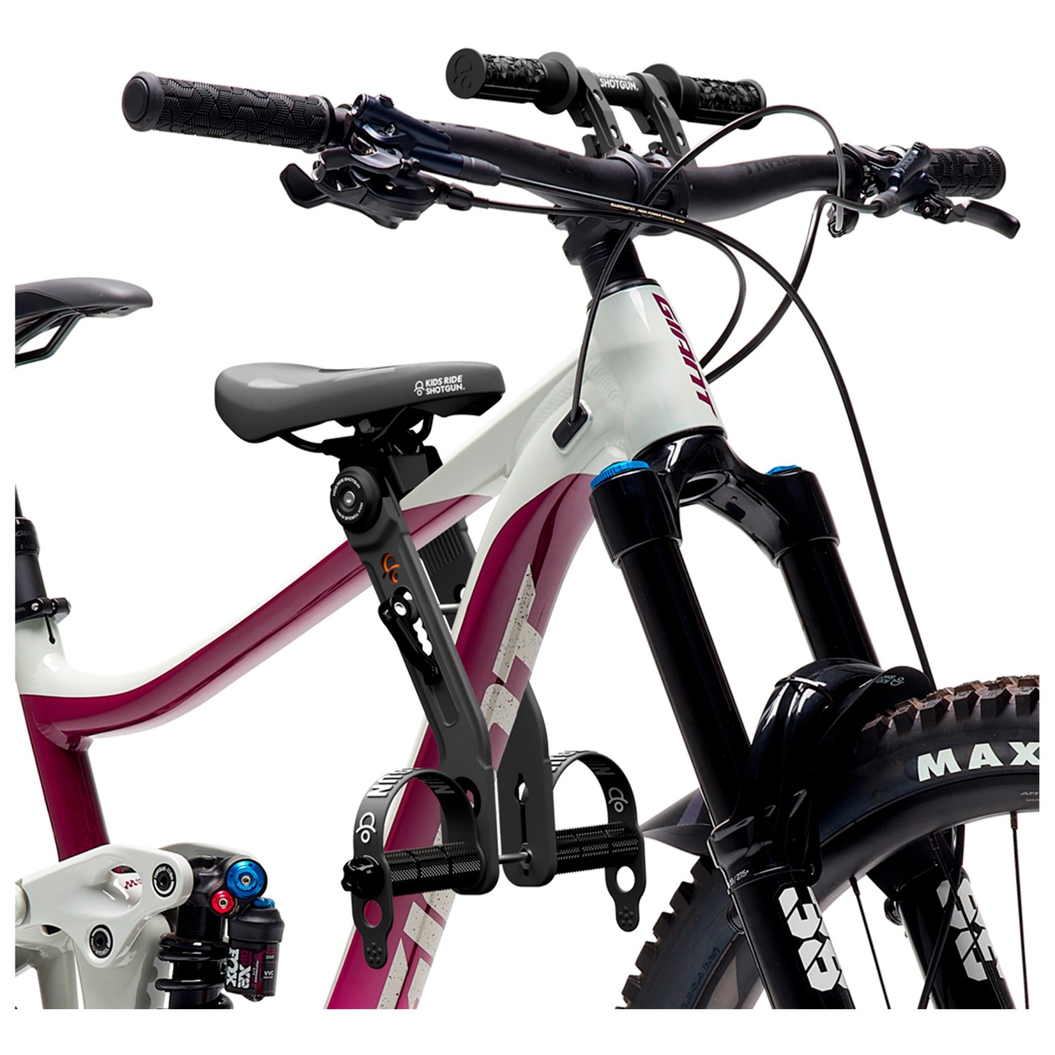 Kids ride shotgun 2.0 + styre – cykelsits för barn (mtb / familjecykling)