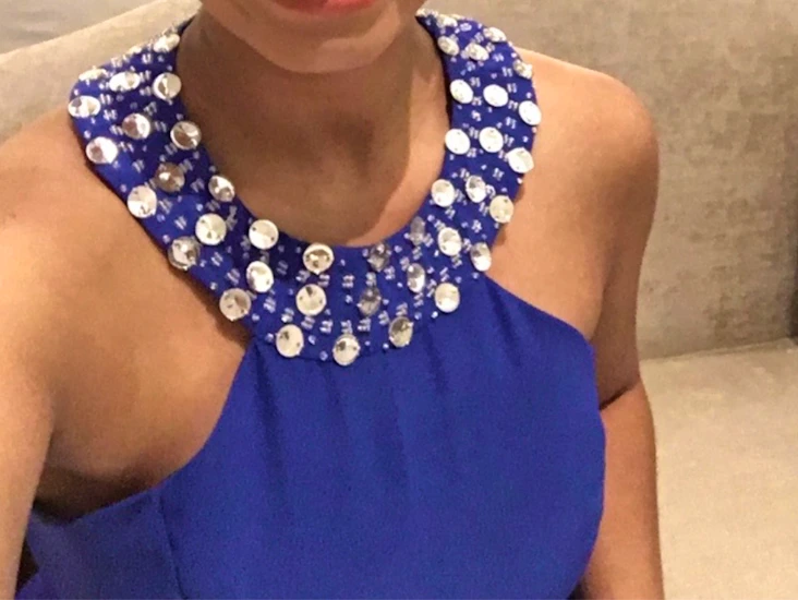 Blå festkjole | selskapskjole - str m