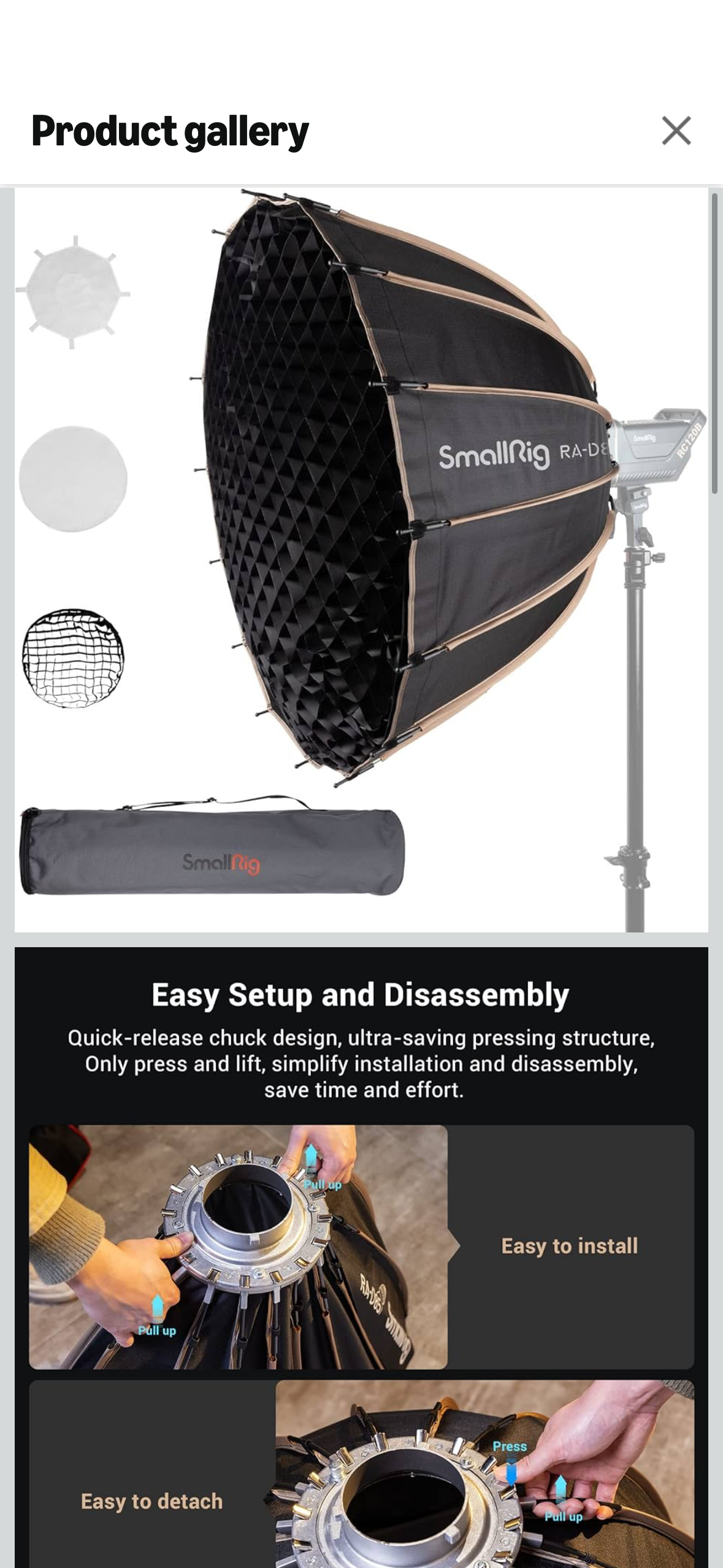 Smallrig ra-d85 parabolic softbox. 85cm