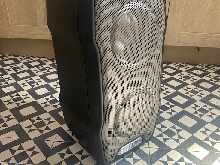 Sharp 180w high power portable party speaker hi-fi system with built in rechargeable battery, flashing disco lights & strobe, tws, bluetooth, usb, aux