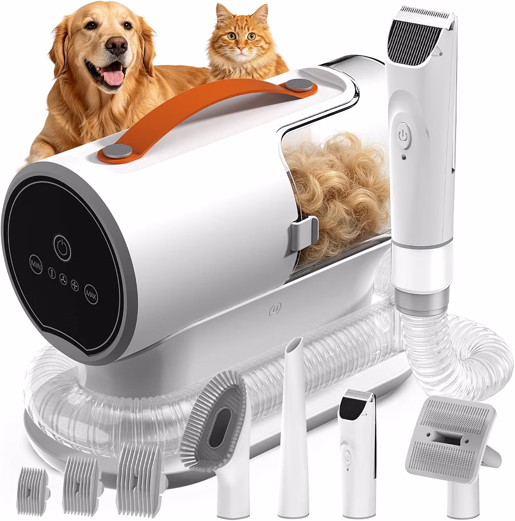 Low-stress hair trimmer / de-shedder with vaccume for pets