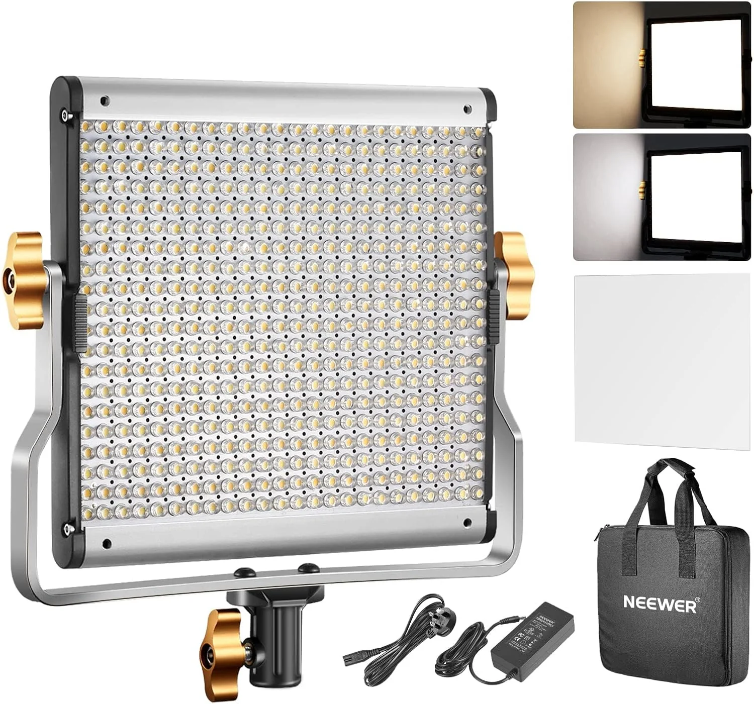2x neewer dimmable bi-color led professional video light