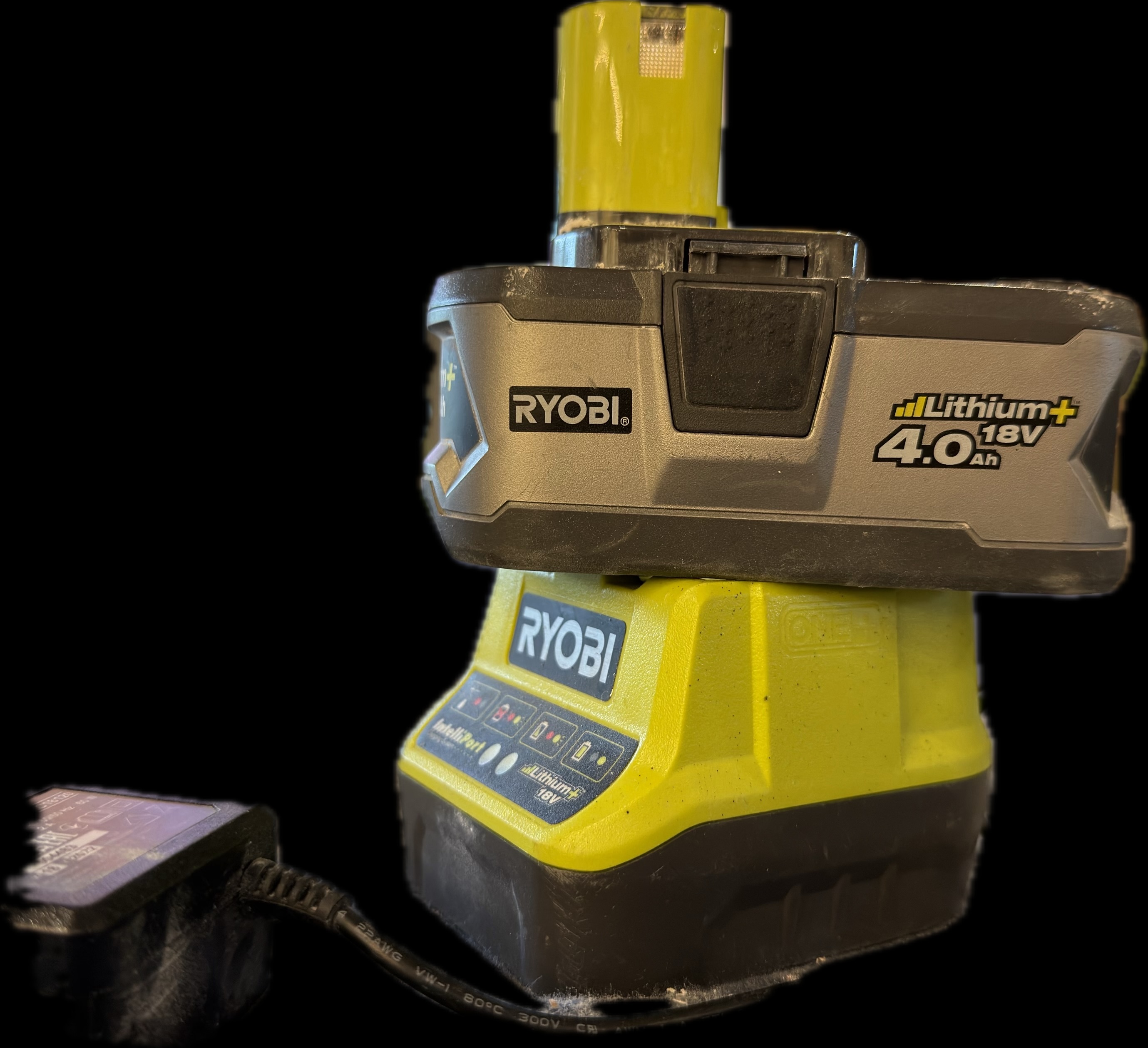 Ryobi 18v 4,0 ah batteri + lader til leie