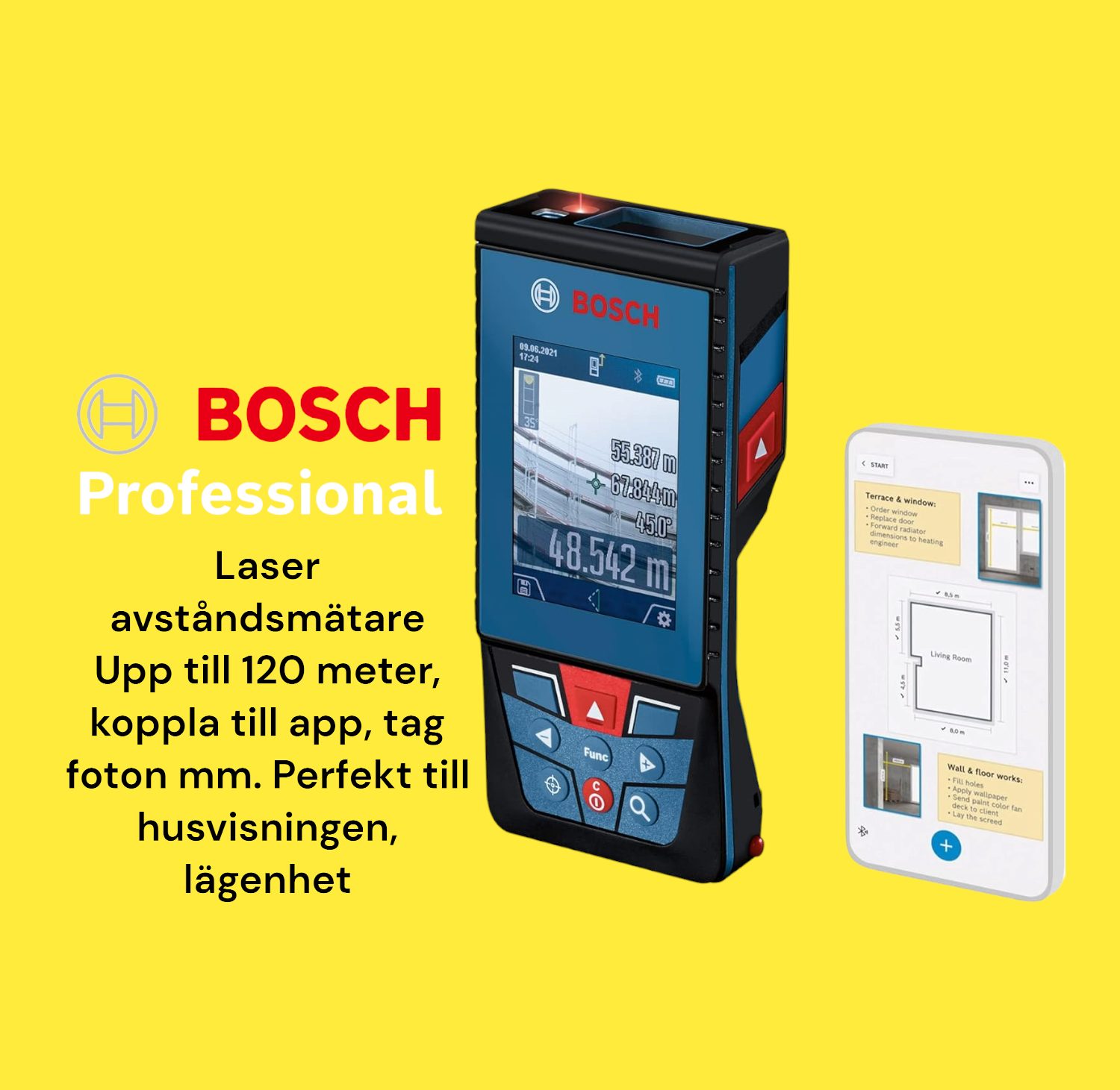 120 meter proffs lasermätare från bosch