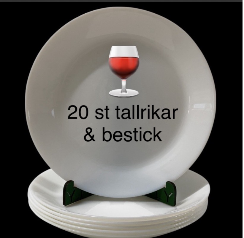 Vinglas, tallrikar & bestick/ 20-40 st