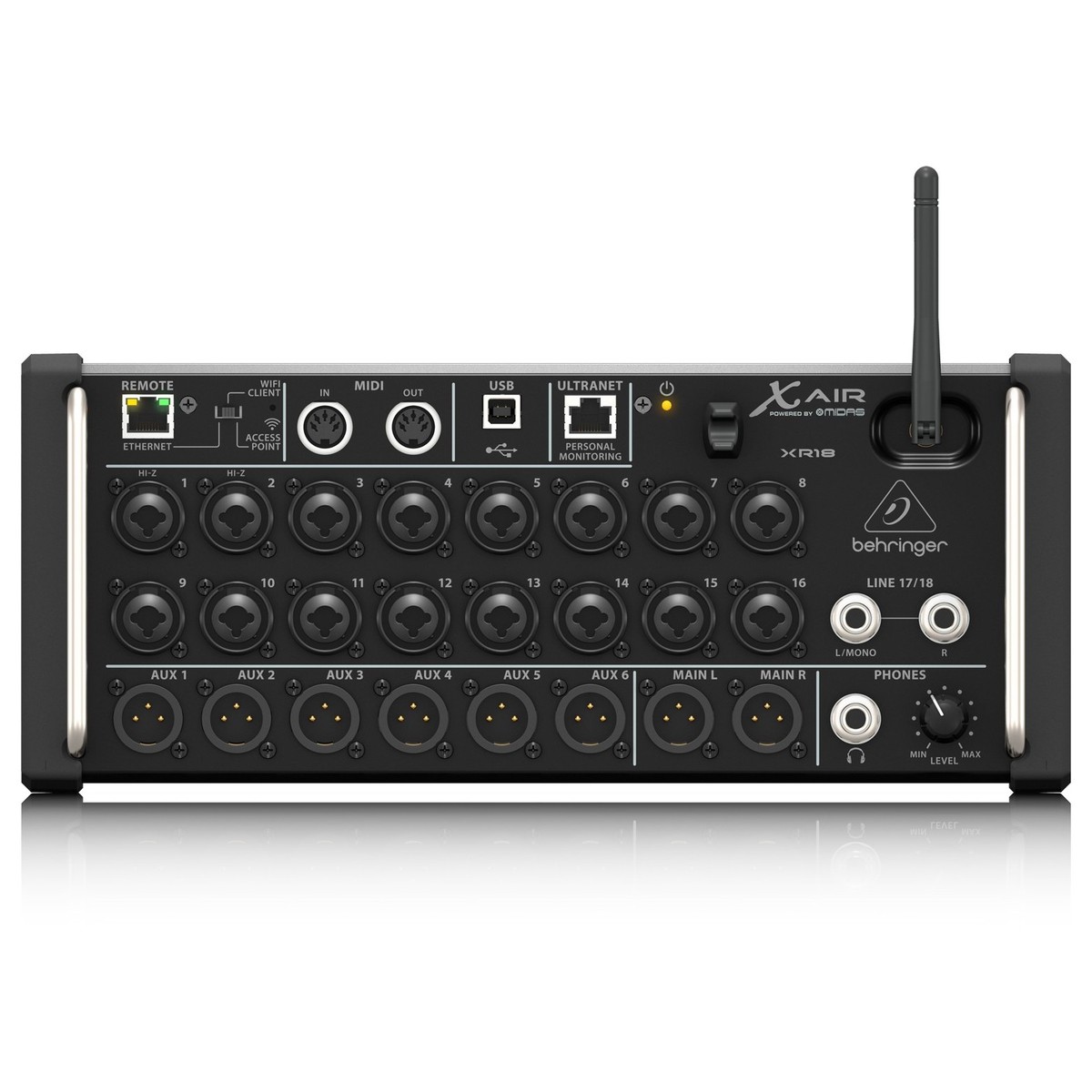 Behringer xr18 digital mixer in flight case