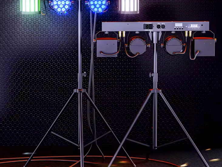 Rgbw led par lys på stativ – komplett dj & festlys-pakke (2 sett tilgjengelig)