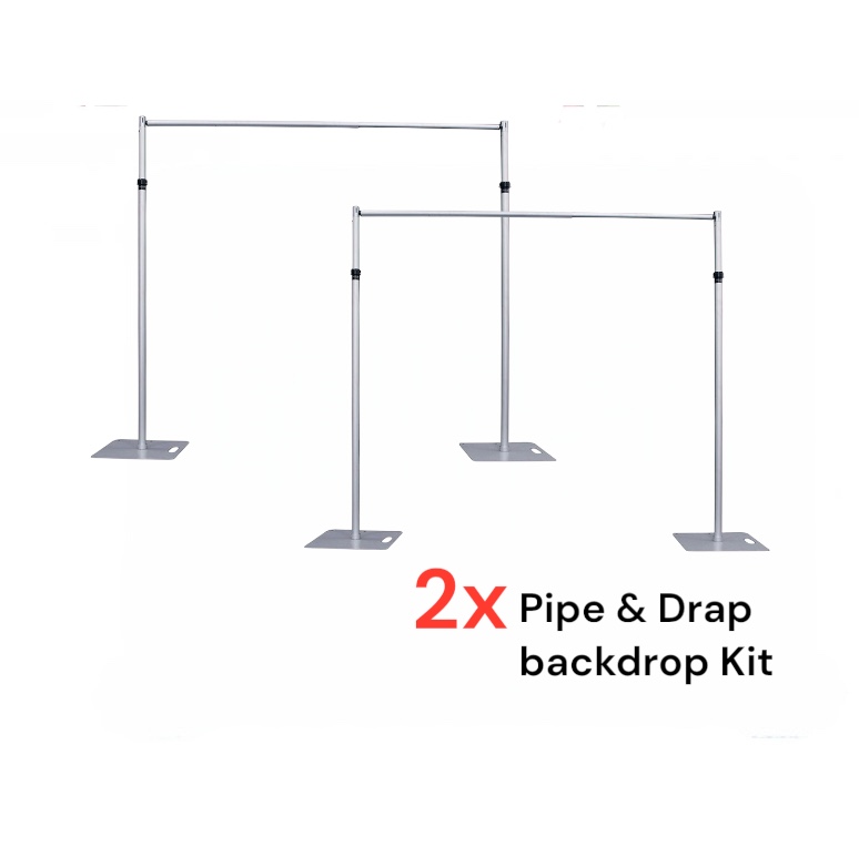 2x heavy duty pipe and drape backdrop stand kit events party pop up &