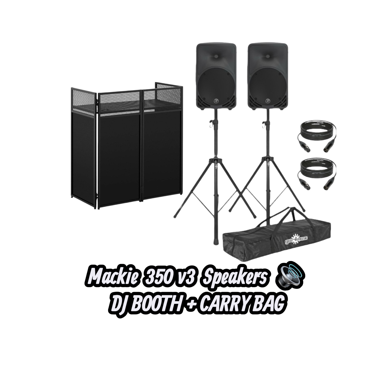 2x speakers mackie 350 v3  dj folding booth stand active pa  speaker system  party xdj xz rx pair event dj xlr  srm