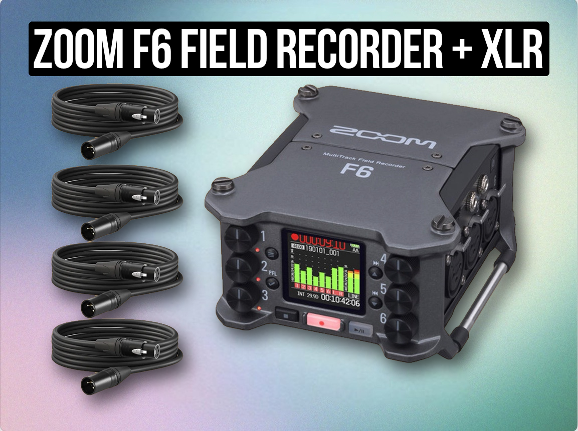 Zoom f6 field recorder + xlr cables | professional 6-channel audio recorder, multitrack portable mixer (like “zoom h6 / zoom f8n / tascam dr-70d”)