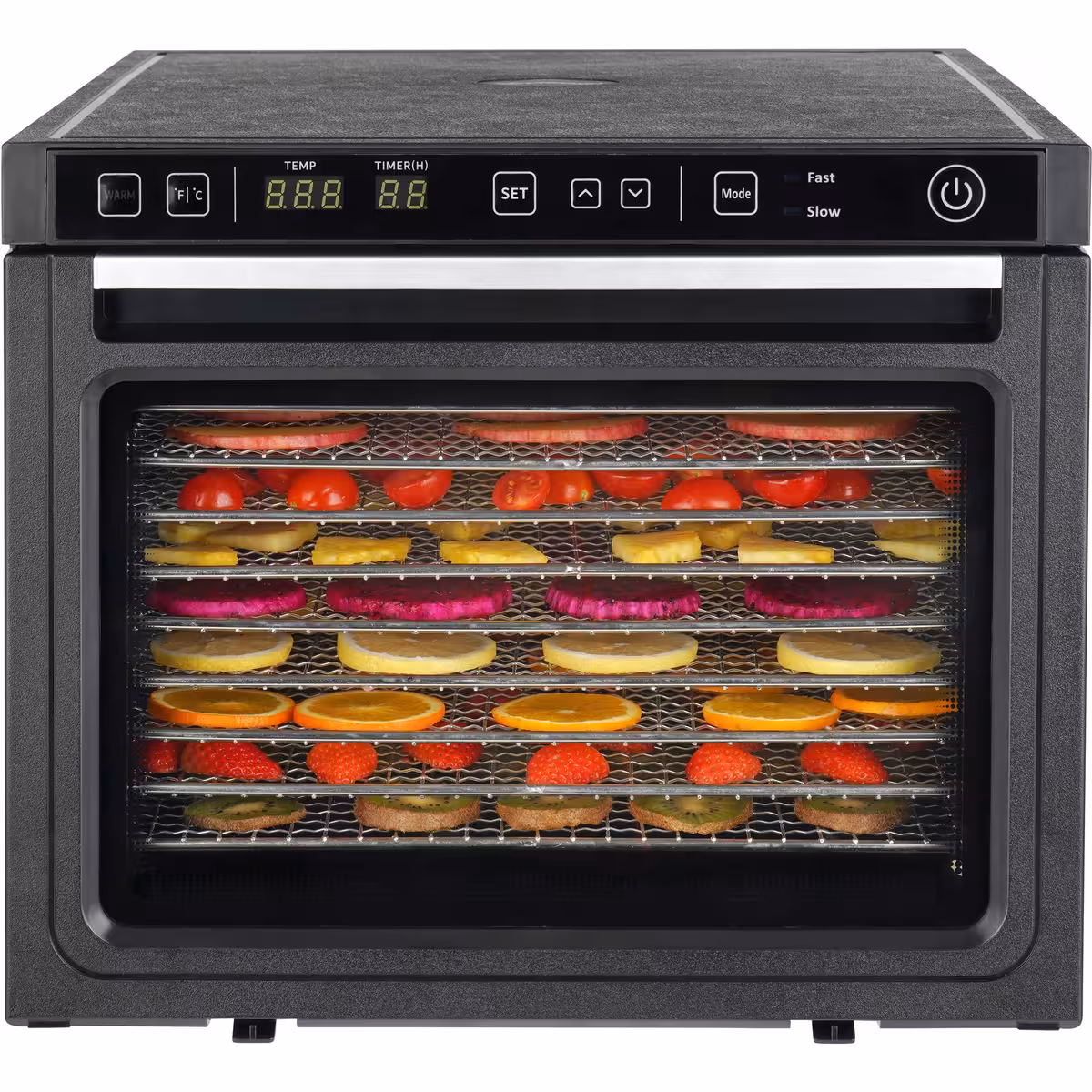 Kraftig dehydrator – 12 brett – tørk kjøtt, sopp & turmat