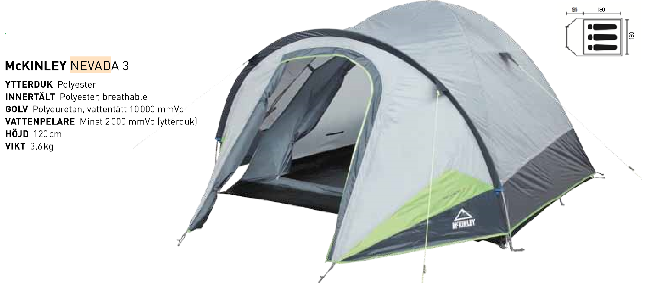 Tre-tvåmannatält mckinley nevada 3